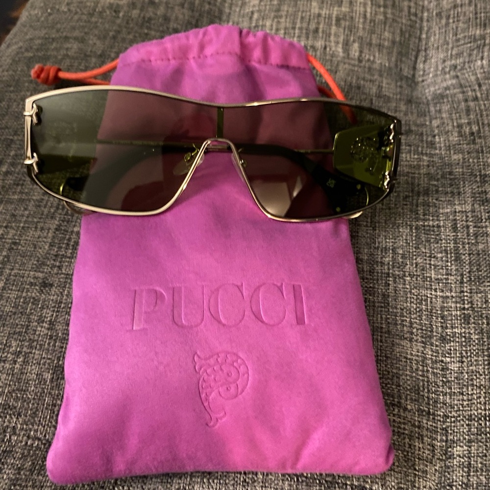 Pucci Sunglasses with Gold Frame and Green Lenses